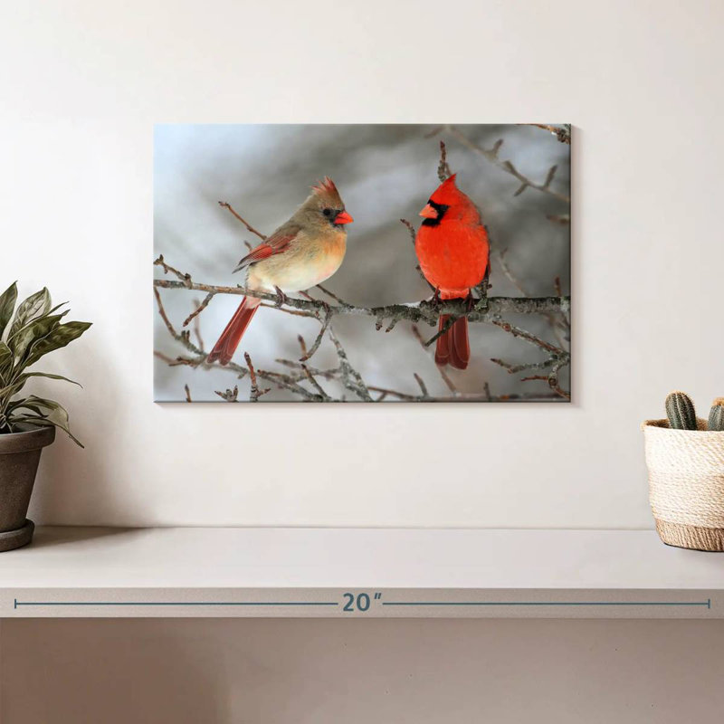 Cardinal Bird Couple, 8" H x 12" W
