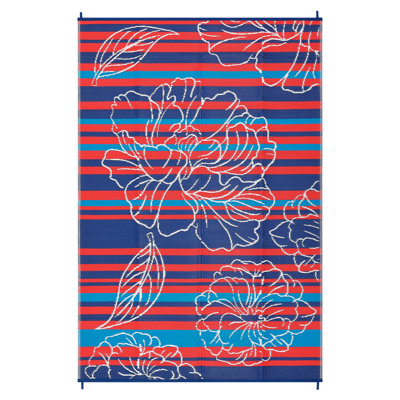 Outdoor Waterproof Rug, Floral Outdoor Area Rug，Outdoor Furniture Patio Furniture Reversible Plastic Straw Patio Rug, Portable Camping Mat for RV, Picnic, Beach, Balcony, Garden & Camping