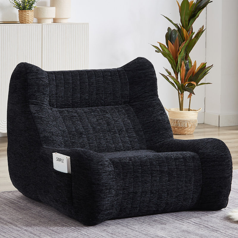 Fauteuil à billes surdimensionné en chenille, Noir