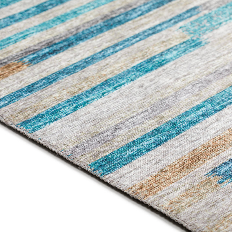 Chenille Washable Abstract Indoor / Outdoor Rug, Rectangle 1'8" x 2'6"