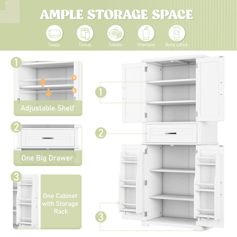 Multi-Functional Storage Cabinet, White