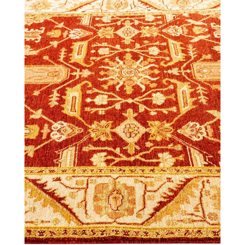 Tapis unique noué à la main Terell - rouge Terell