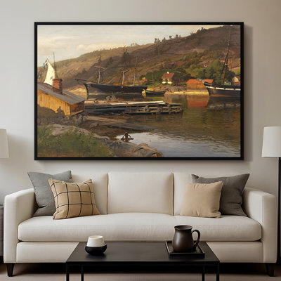 Landingsbrygge Husvik, Drobak, 1875 - Hans Gude, toile tendue avec châssis