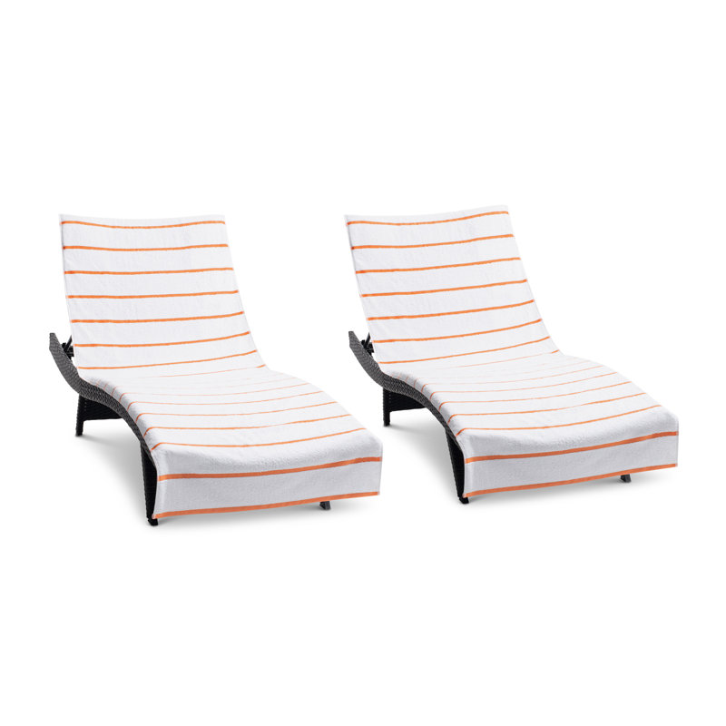 Arkwright Las Rayas Chaise Cover 30x85 White (2/Pack), Striped, Green