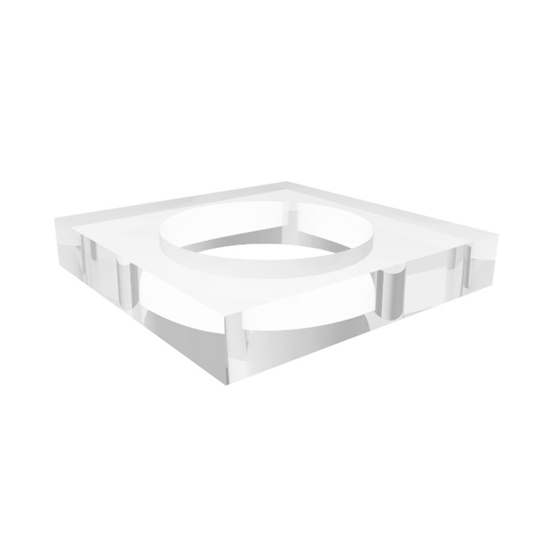 Rehausse en acrylique 6 po x 6 po x 1 po avec trou central de 4 po