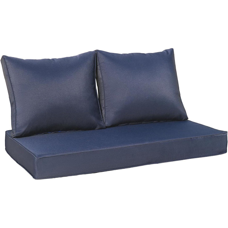 3-piece Waterproof Outdoor Loveseat Cushion Set For Patio Swing Bench – All-weather Seat & Backrest Replacement Cushions