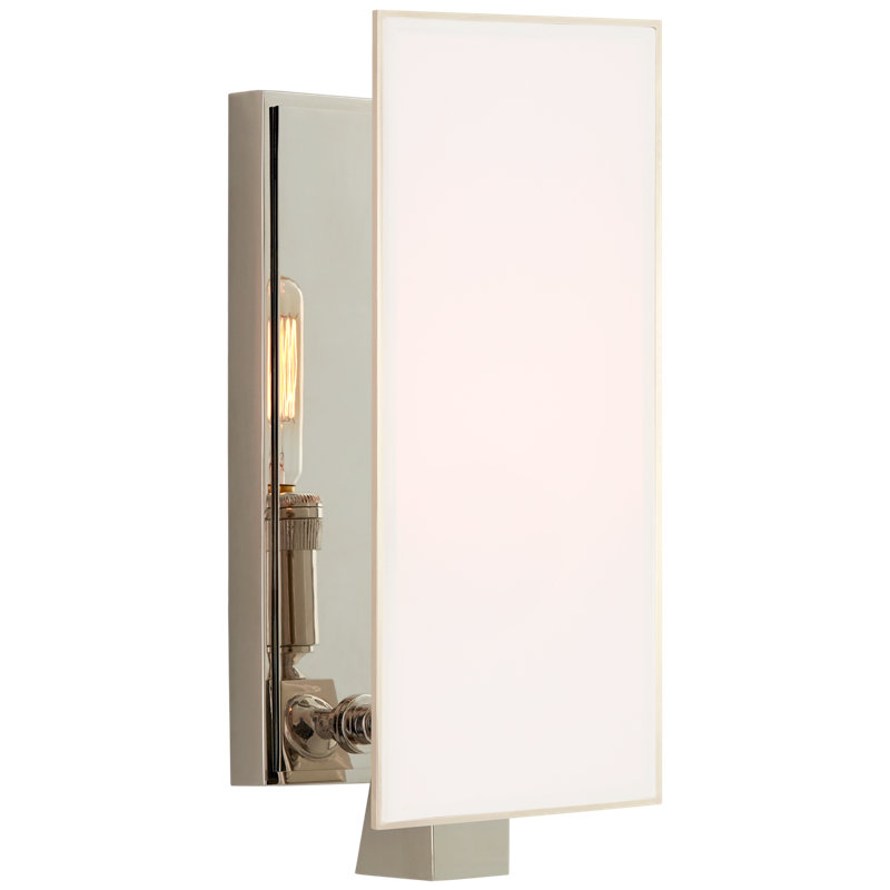 Thomas O'Brien Albertine 1 - Light Armed Sconce, White Diffuser, Polished Nickel