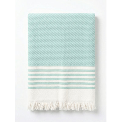 New England Stripe Aqua Cotton Turkish Towel