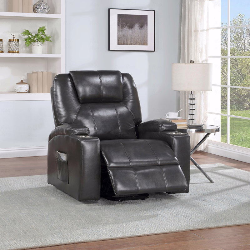 Leather Aire Upholstered With Recliner Function With Power Lift Function And With Massage Function