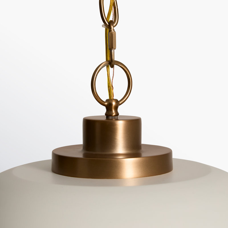Eddy 1-Light Dimmable Steel Dome Pendant, 8" H x 15" W x 15" D, Matte White/Burnished Brass