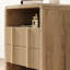 Ensemble de chambre à coucher 4 pièces à grain de bois moderne avec lit plateforme, commode à 5 tiroirs et table de chevet * 2, double, beige-132272589-132272590-132272593