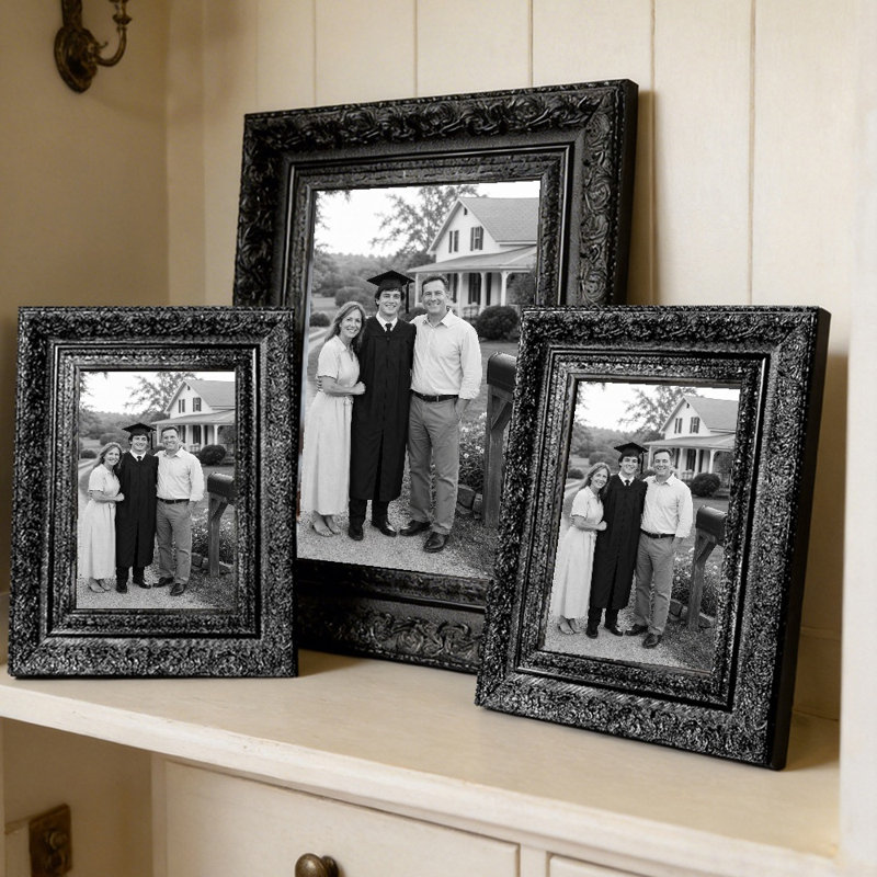 Cadre photo 3 pièces 5 "x 7" noir à mémoire de forme, Noir, 3, 5 po x 7 po