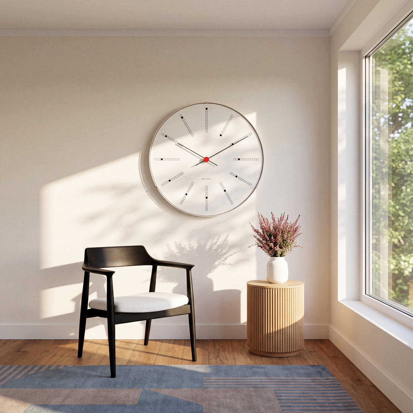 Bankers Metal Wall Clock, White/Black/Red, Medium