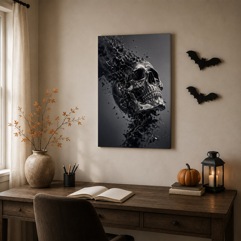 Toile métallique d'Halloween se désintégrant en épines sombres, H 24 po x l 16 po