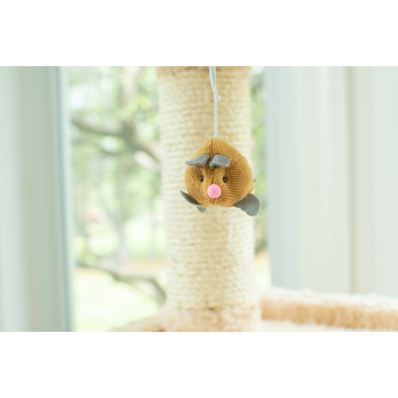 83-Inch Beige and Brown Faux Fur Cat Tree Tower