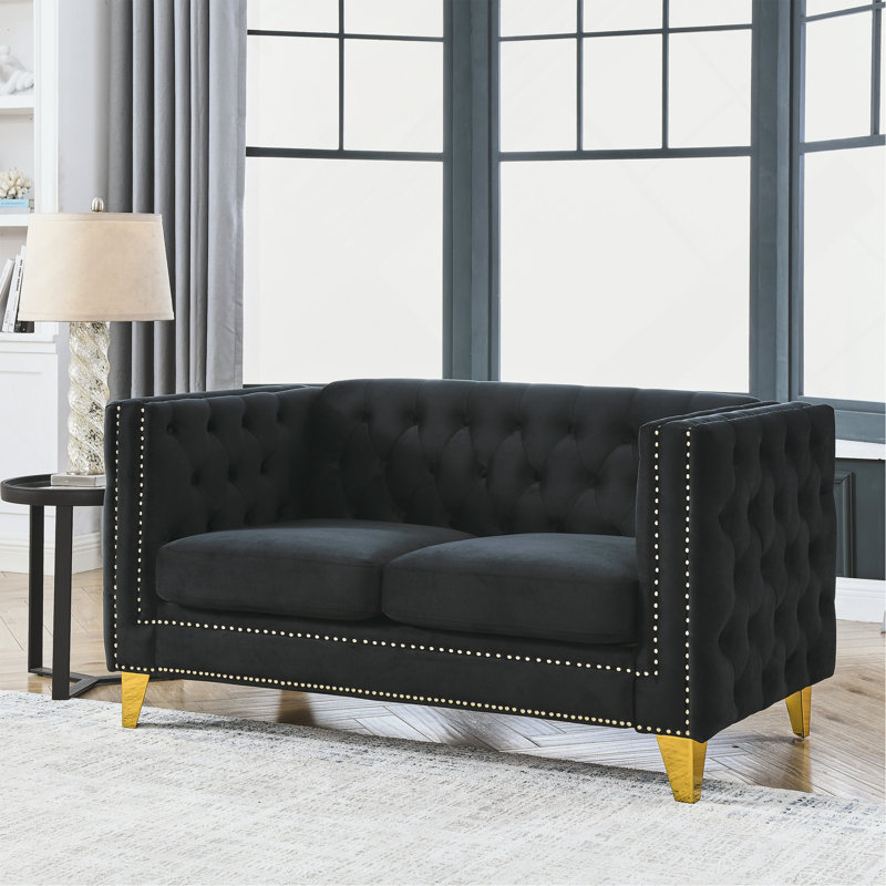 {Contactez-nous pour le modelage 3D} Canapé en velours pour le salon, Noir