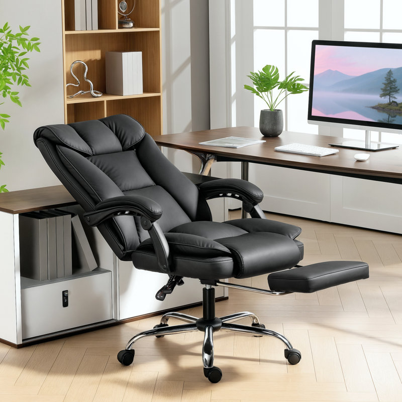 Fauteuil de direction en cuir noir