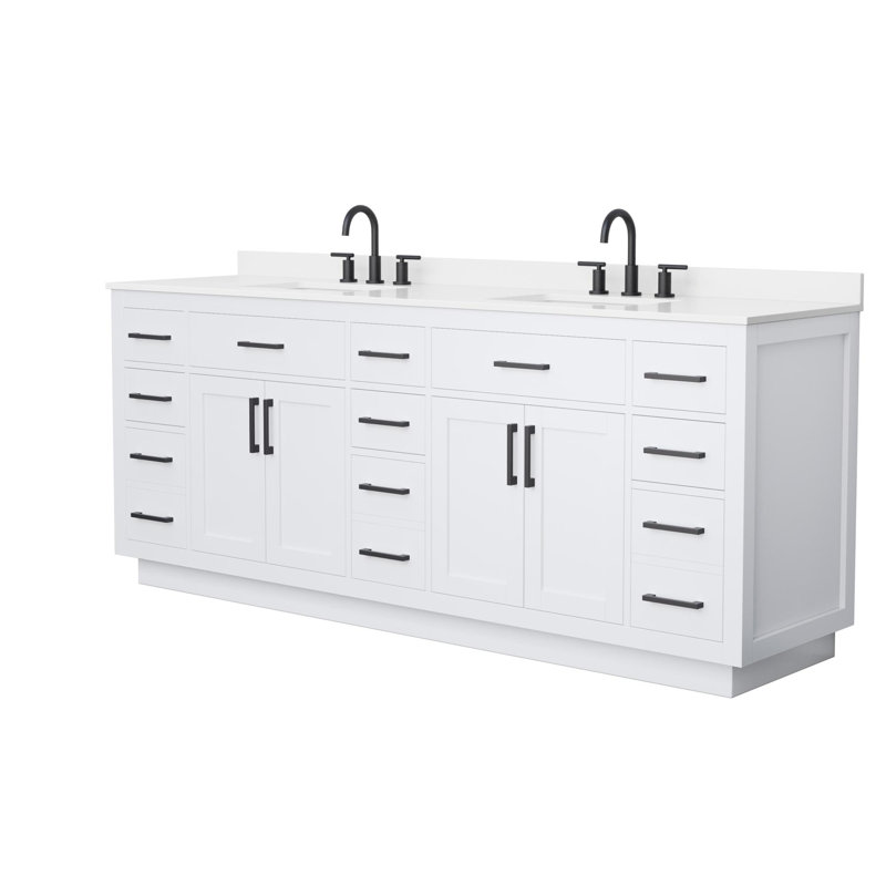 Beckett TK 84'' W Vanity, Giotto Quartz, 8" Center, Matte Black
