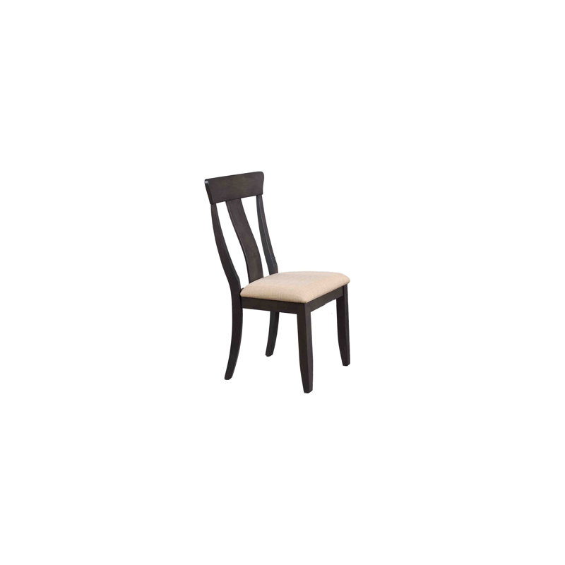 Chaise d'appoint en bois massif à dossier à lattes Franck, Pierre noire