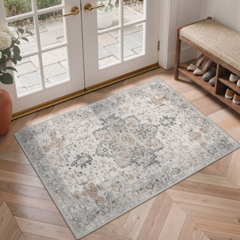 Tapis oriental performance Roehit, Rectangle 6 pi x 9 pi, Brun taupe clair