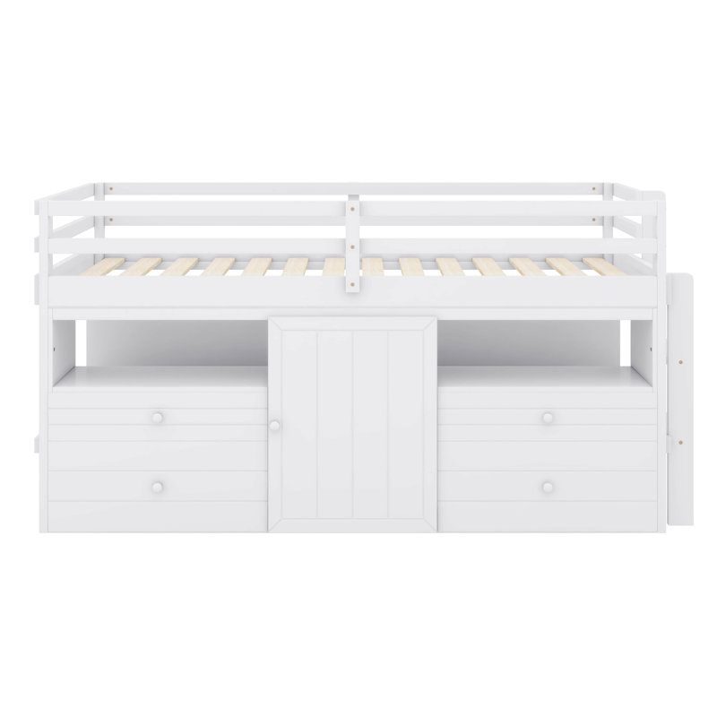 Jonee Loft Bed With 4 Drawers, White
