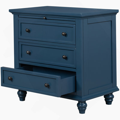 3-Drawer Storage Wood Cabinet, End Table With Pull Out Tray