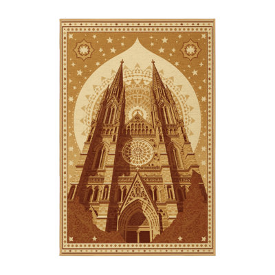 Machine Washable Pandelica Christchurch Cathedral Classic Oriental Rug in Brown – LightBrown Binding