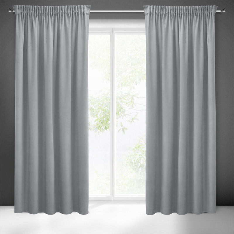 Zas Polyester Blackout Eyelet Curtain Panel, Grey/Brown/Blue