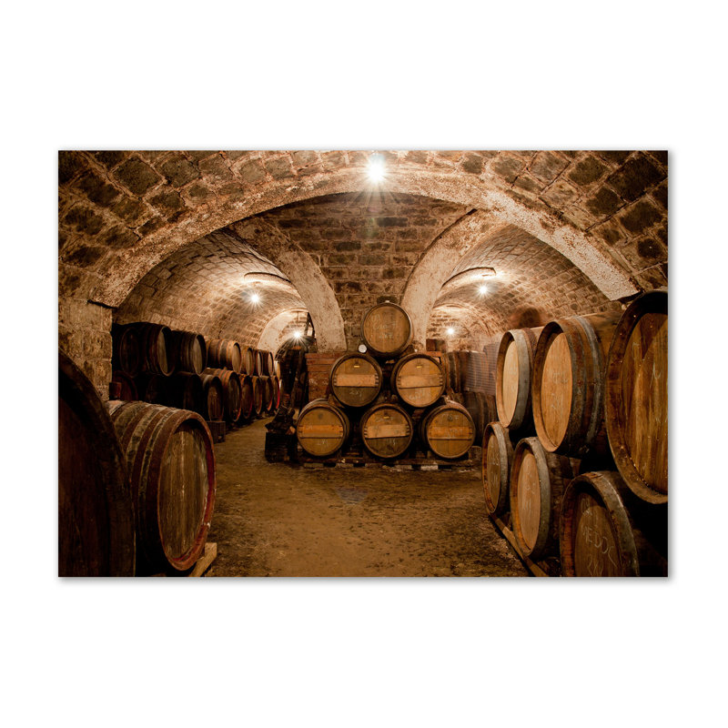 Barrels In The Vineyard - Wrapped Canvas Print