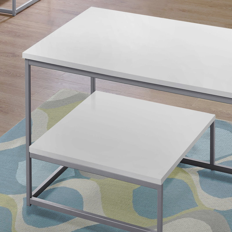 Ensemble de table, ensemble de 3 pièces, café, bout, côté, accent, stratifié, métal, contemporain, moderne