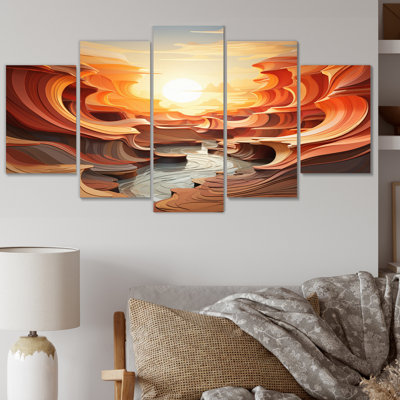 5 Orange Canyon Canyons Depths Multipanel Metal Wall Decor Set