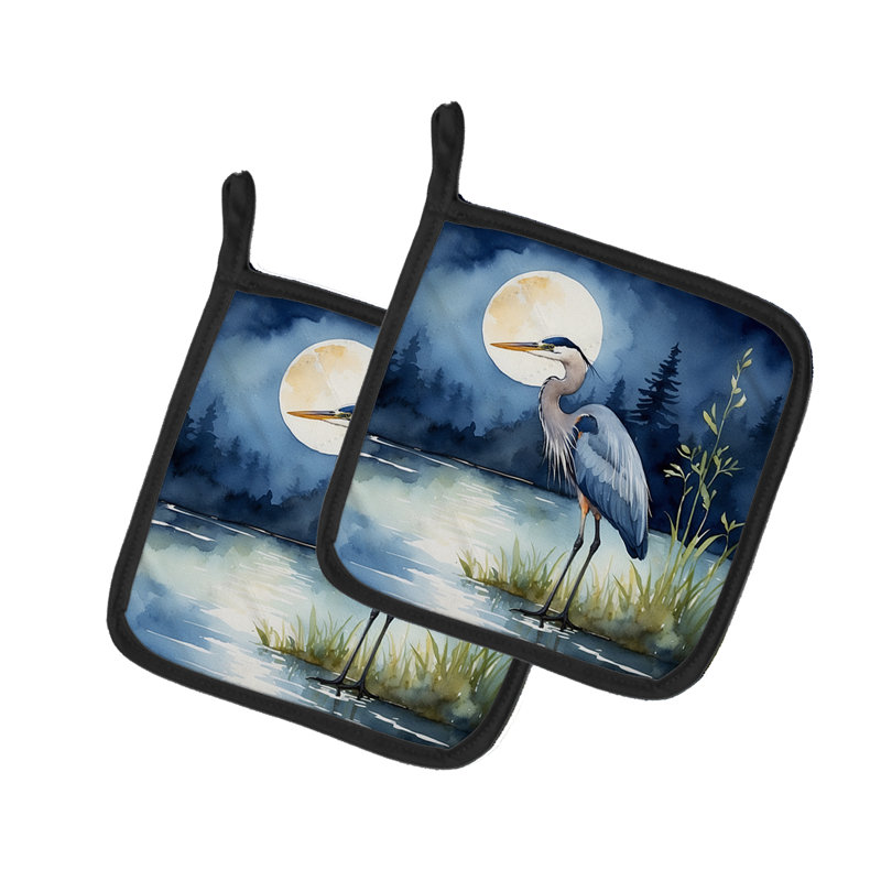 Paire de poignées Blue Heron Under the Moonlight