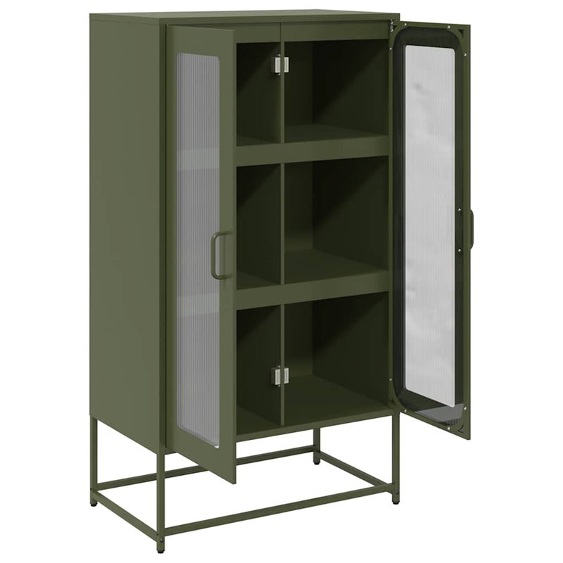 Highboard 68X39x123 Cm Steel, Olive Green