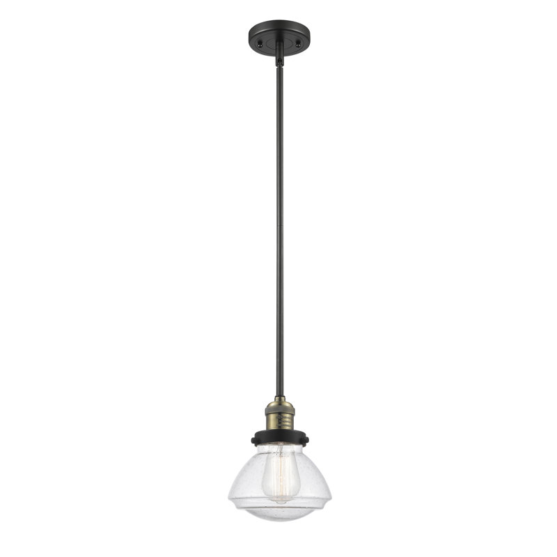 Luminaire suspendu simple à 1 lumière Chesterville, Ampoule non incluse, Grainé, Laiton antique noir