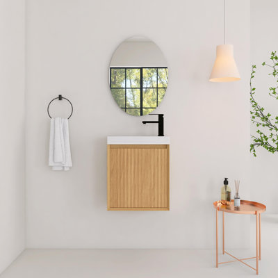 18.5 Inch Wall-Mounted Bathroom Vanity with Resin Sink, Soft Closed Door