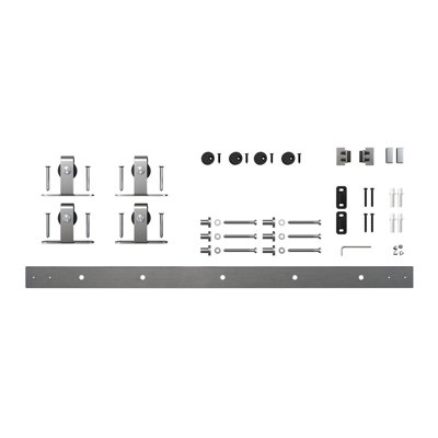Solid Steel Mini Sliding Rolling Barn Door Hardware Kit for Double Wood Doors