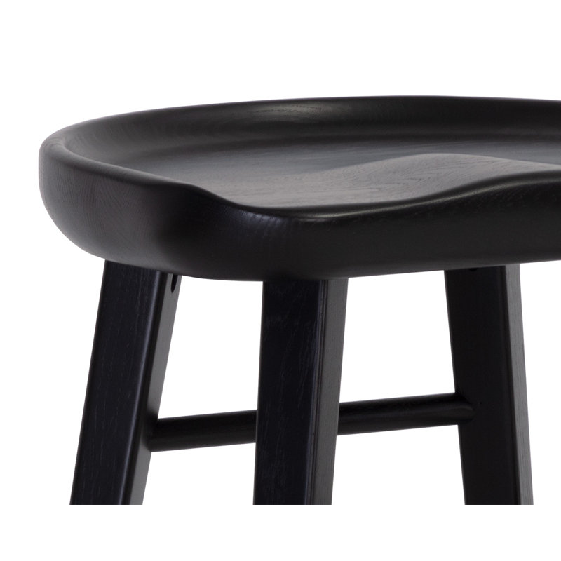 Dominic Upholstered Stool, Counter Stool (26.5" Seat Height), Black