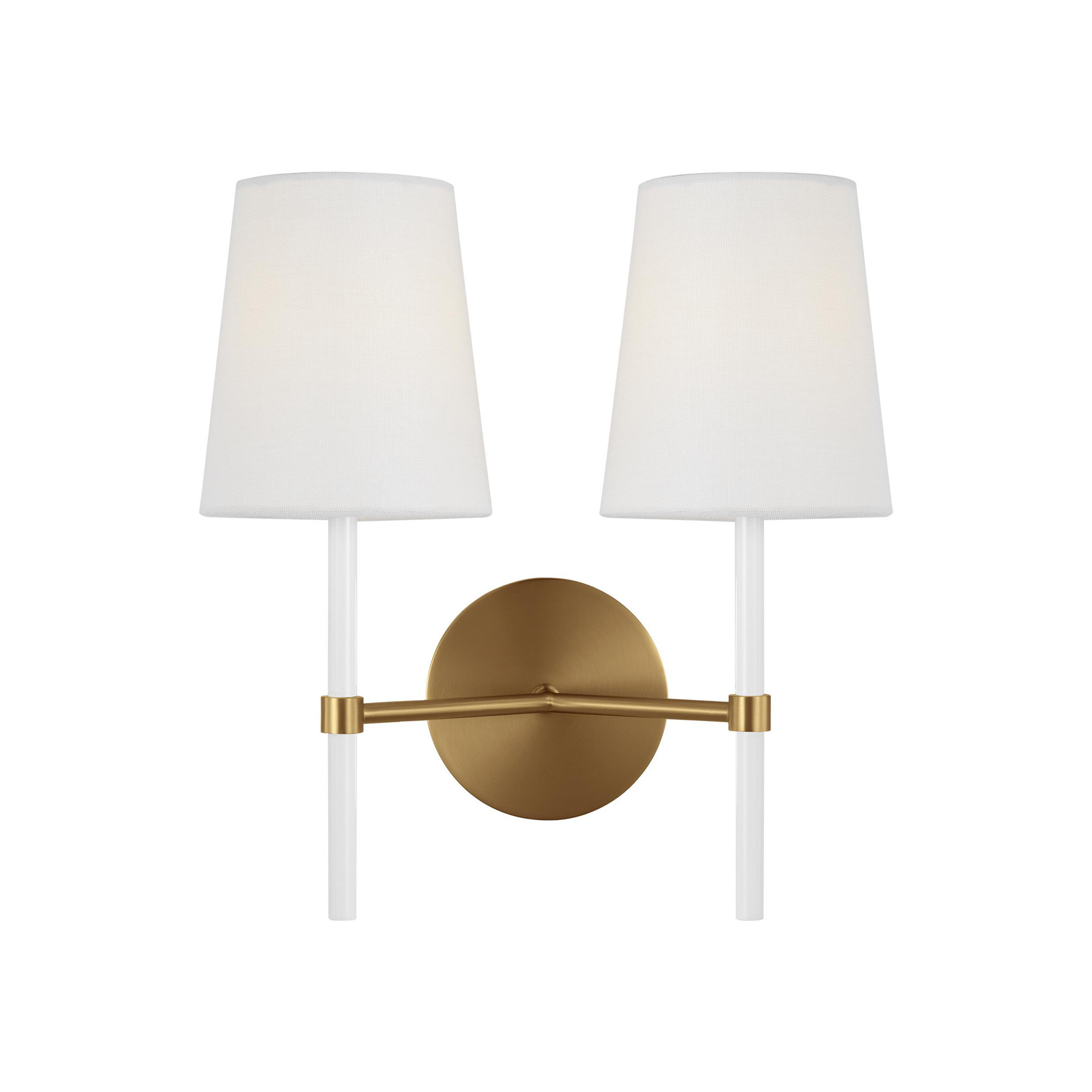Tegan 2 Light Steel Dimmable Armed Sconce, Burnished Brass