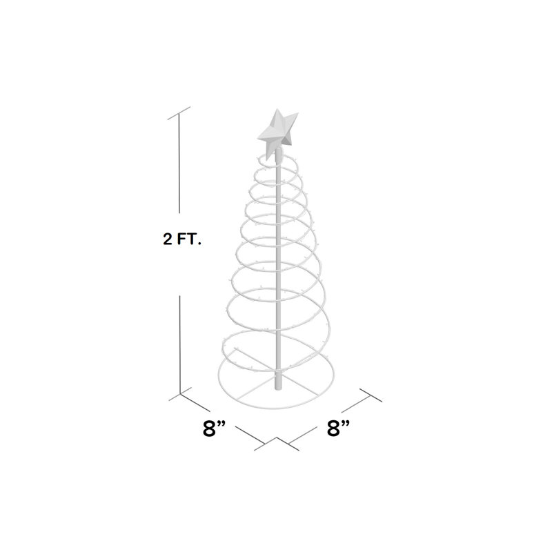 2'ft Solar LED Pre-Lit Spiral Outdoor Christmas Tree - Holiday Decor Stake Light, Multicolor