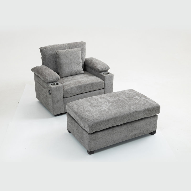 Chaise moderne surdimensionnée avec repose-pieds, Gris