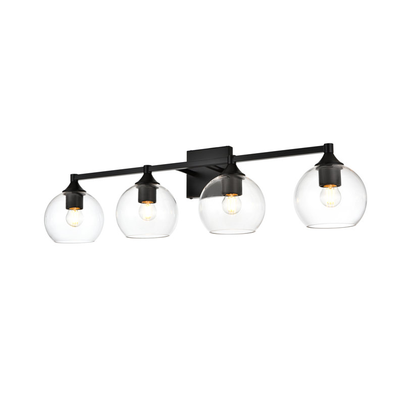 Lumière de meuble-lavabo à intensité variable, Noir, H 9 po x l 33 po x P 33 po, Quatre lumières