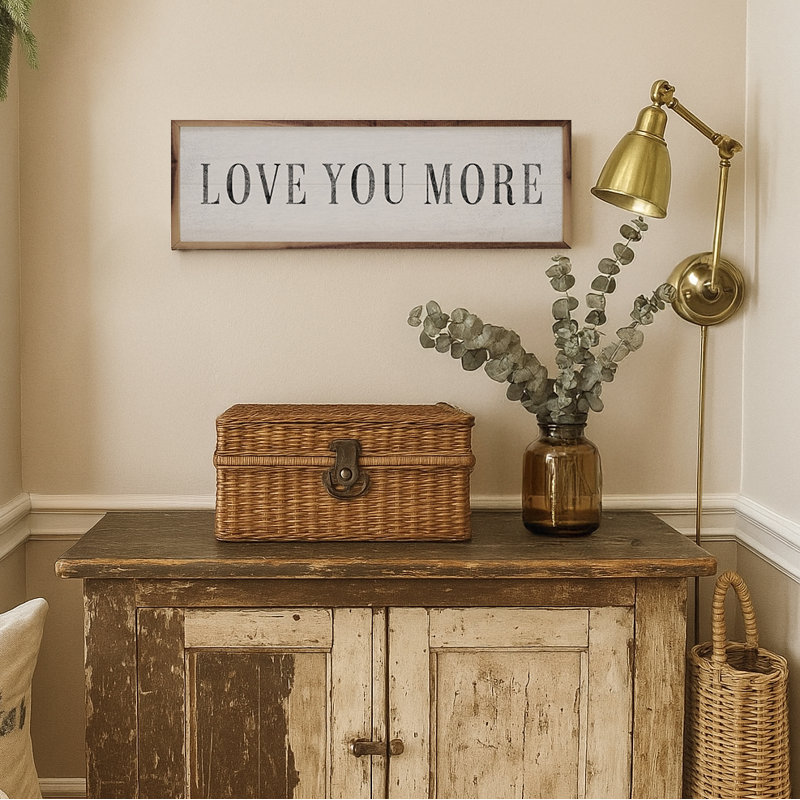 Fenton Love You More capitalisé - impression de cadre photo simple, blanc, H 4 po x l 12 po, Blanc