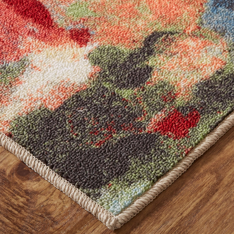 Miraloma Floral Green/Red/Orange Indoor / Outdoor Area Rug Andover Mills Rug Size: Rectangle 7'10 x 10'6
