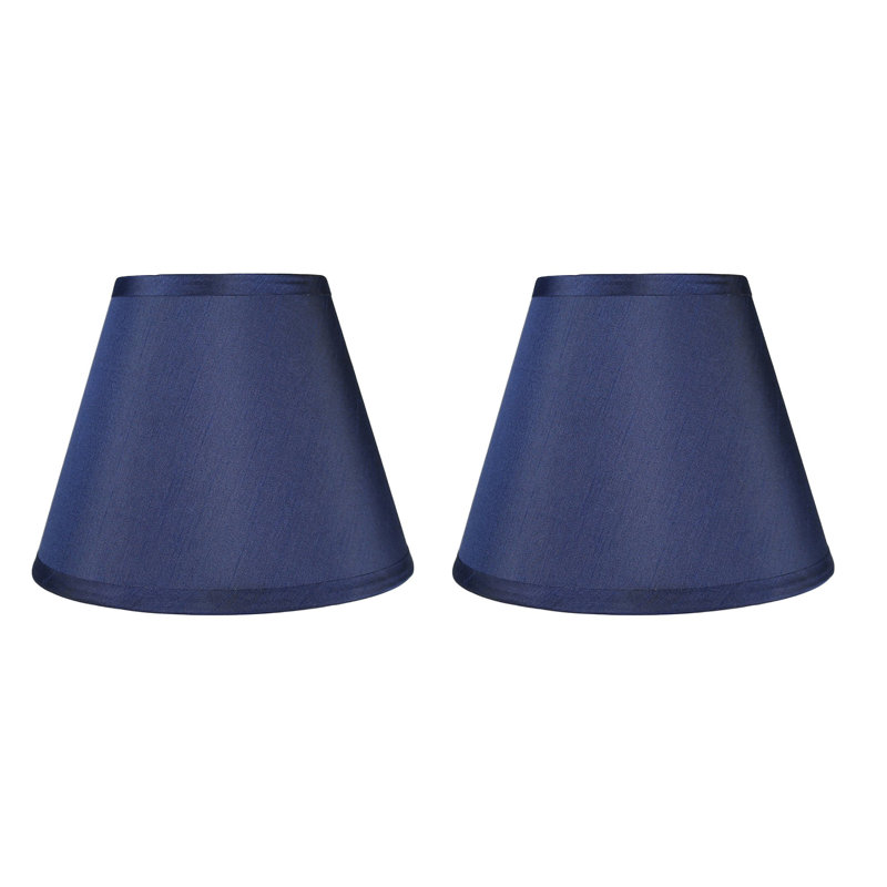 Abat-jour empire en soie 7 po H, Soie bleu marine, 7" H x 9" W x 9" D