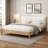 Seabrook Japandi Solid Wood & Fabric Upholstered Platform Bed With Soft Foam-Padded Headboard-116580904