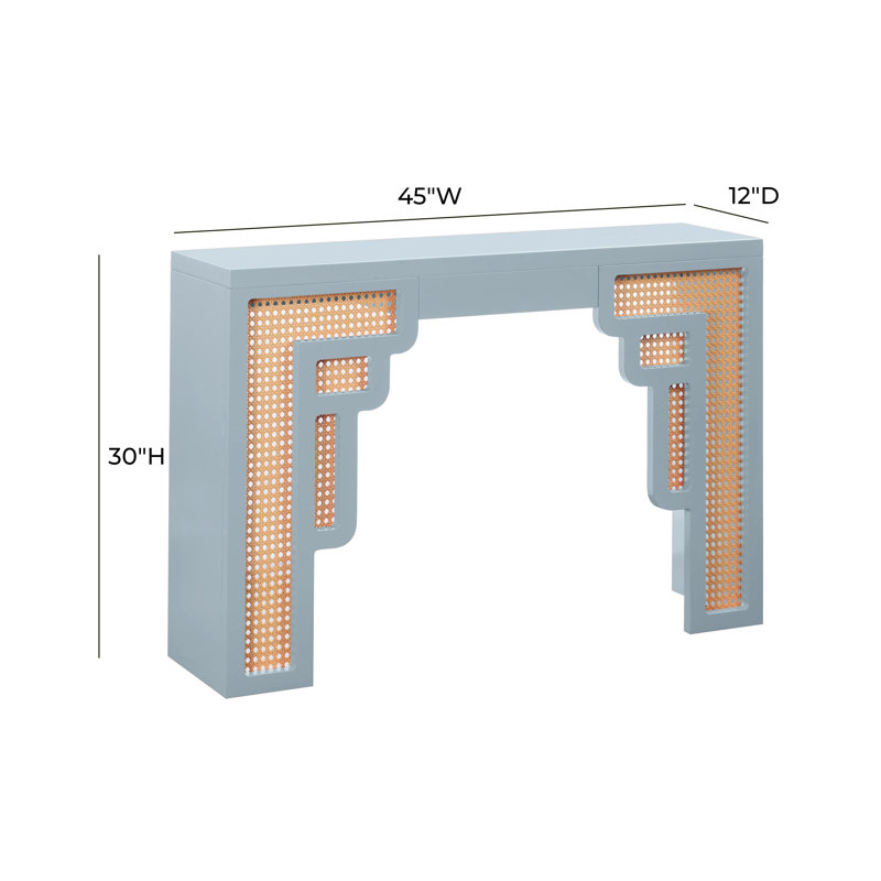 Elisabetta Rattan Console Table, Pastel Blue