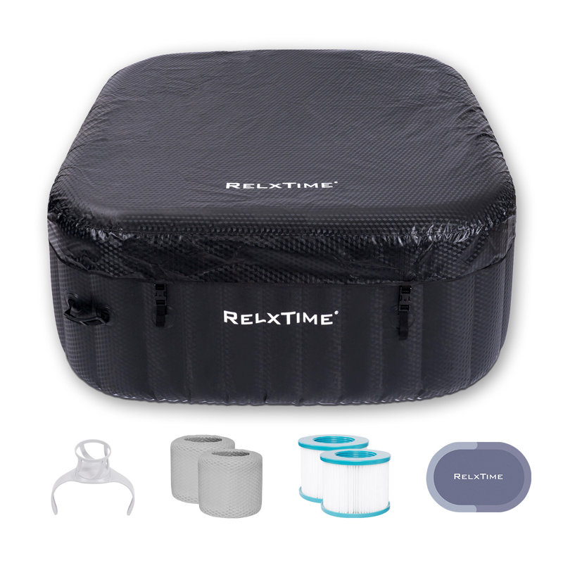RELXTIME 4 Person 110 - Jet Polyvinyl Chloride (PVC) Round Inflatable Hot Tub