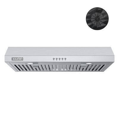 Ultrathin Series, 30 in. 300 CFM Ductless Under Cabinet Range Hood for Compact Kitchen with Push Button Controls - Carbon filter – 3 Speeds Fans in Stainless Steel