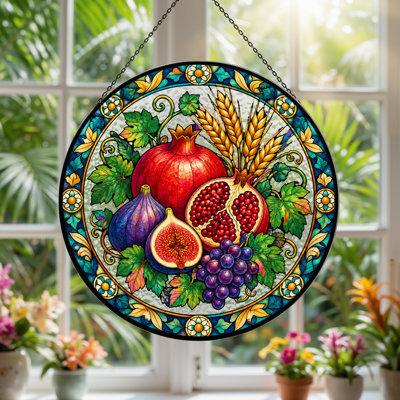 Art mural sur toile en verre teint à la grenade rouge avec raisins rouges