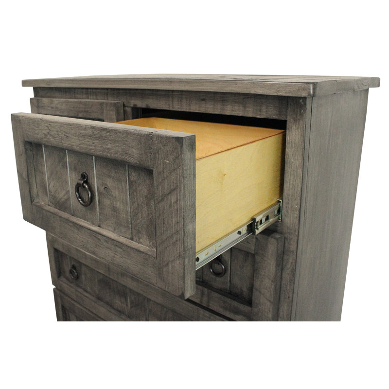 Caidee Solid Wood 6 - Drawer Dresser, Rustic Barnwood